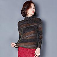 Sign 2016 new long-sleeved thick piles collar striped shirt lace shirt female