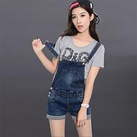 sign jianling denim overalls female shorts 2017 new spring and summer