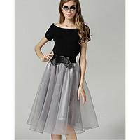 sign europe station summer dress two piece collar strapless organza tu ...