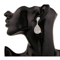 Silver Full Crystal Drop Earrings for Wedding Party Girl