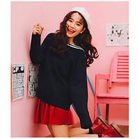 Sign in spring 2017 Korean version of sweet British navy wind lapel casual loose pullover jacket