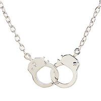 Silver Plated Alloy Handcuffs Pendant Necklace