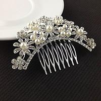 Silver Crystal Pearl Hair Combs for Wedding Party Lady Jewelry