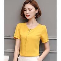 Sign 2017 short-sleeved chiffon shirt Women Korean yards chiffon blouse shirt female