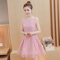 Sign 2017 summer new Korean version of the Slim waist ladies lace sleeveless A-line dress tutu skirt