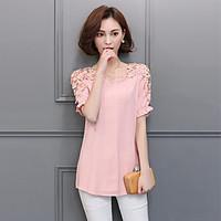 Sign spring and summer Lace cotton short-sleeved shirt Girls long section of large size women