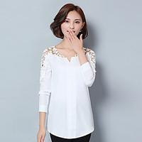 Sign hollow wild fashion strapless long-sleeved cotton shirt women large size women