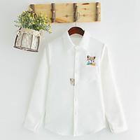 Sign corduroy Korean squirrel embroidered long-sleeved shirt female