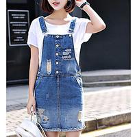 sign in spring 2017 new hole denim strap dress loose big yards student ...