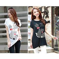 Sign fat MM big yards was thin long-sleeved T-shirt women modal cotton spotted cat bat shirt and long sections bottoming shirt