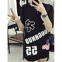 Sign summer new long section printing CVC Lycra cotton t-shirt