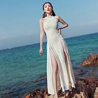 Sign Bohemia diamond lace halter dress slit skirt was thin holiday