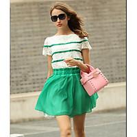 Sign the big European and American women#39;s lace trim blouse stitching elastic waist big swing dress child