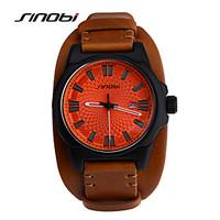 SINOBI Men\'s Sport Watch Wrist watch Calendar Water Resistant / Water Proof Sport Watch Quartz Leather Band Brown