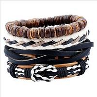 Simple And Retro Suit Diy Weave Hemp String Real Leather Cow Leather Punk Bracelet