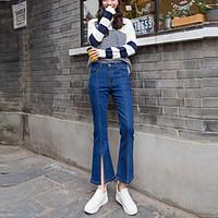 Sign new spring models was thin stretch jeans female retro bone line split horn pantyhose