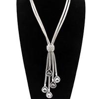 silver tassel beads pendant statement necklace