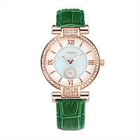 SINOBI Women\'s Fashion Watch Simulated Diamond Watch Water Resistant / Water Proof Quartz Leather Band Green