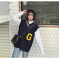 Sign Korean version of the new wild college wind big letters V-neck sweater vest