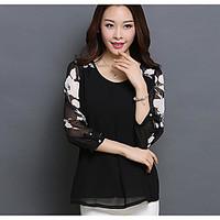 Sign 2016 spring new Korean Slim large size printing quality cool chiffon shirt sleeve suit