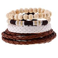 simple retro beads braided leather bracelets