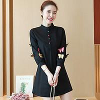 Sign 2017 spring new Korean Women long shirt sleeve round neck shirt female student Wawa Shan