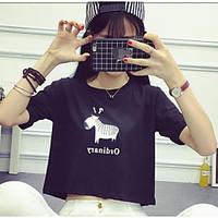 Sign # 6127 Korean summer hilum pony printed short-sleeved T-shirt female waist short shorts drain navel