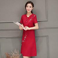 Sign Sen female line 2017 summer new national wind cotton long section of large size women dress skirt