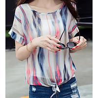 Sign 2017 summer blouses Korean Fan Slim yards striped shirt bottoming shirt chiffon shirt