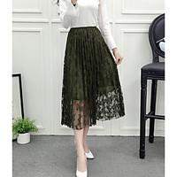 Sign 2017 spring new sexy lace perspective gauze skirts long section stitching waist dress women