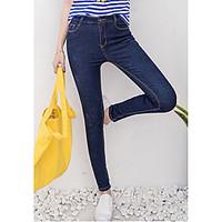 Sign new spring was thin waist jeans female pantyhose feet pencil pants stretch Korean