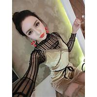 Sign new sexy perspective gauze bottoming shirt Sling gold velvet dress suit