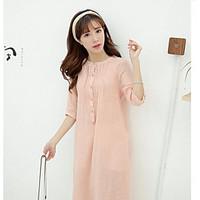 Sign spring new literary small fresh retro loose sleeve cotton dress was thin dress