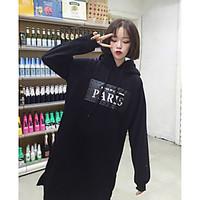 Sign Korean version of the patch plus thick velvet hooded jacket and long sections loose sweater coat Students
