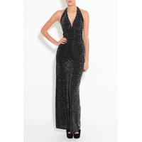 silver lurex halter neck jumpsuit