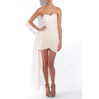 side train ruched bandeau dress