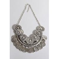 Silver Coin Statement Necklace