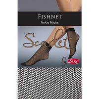 Silky Scarlet Fishnet Ankle Highs