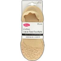 Silky Cotton Lace Toe Footlets (2PP)