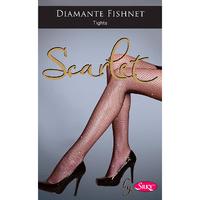 Silky Scarlet Diamante Fishnet Tights