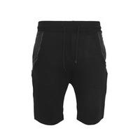 Side-Zip Leather Imitation Sweatshorts - Size: S