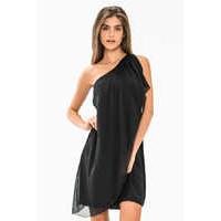 Silk Overlay One Shoulder Dress