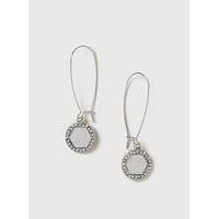 Silver Glitter Drop Earrings, Silver