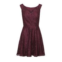 Sistaglam by Lipstick Boutique Amara Lace Bardot Skater Dress in Berry