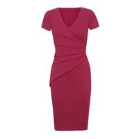 Sistaglam by Lipstick Boutique Betty V-Neck Pleated Bodycon Dress in Berry