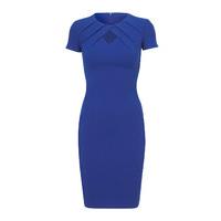 Sistaglam by Lipstick Boutique Cathy Pleated Keyhole Bodycon Dress in Blue