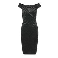 sistaglam by lipstick boutique joanna velvet bardot dress in black