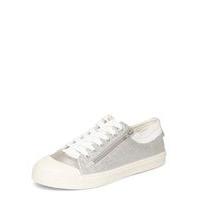 Silver Glitter Zip Trainers, Silver