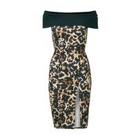 sistaglam by lipstick boutique deeya leopard print bardot bodycon dres ...