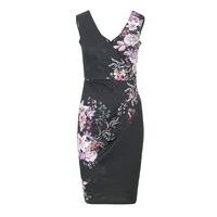 Sistaglam by Lipstick Boutique Kacey Floral Print Wrap Dress in Black
